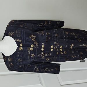 Pride & Joy Vintage Women's Blue Art to Wear Tunic Style Size 12